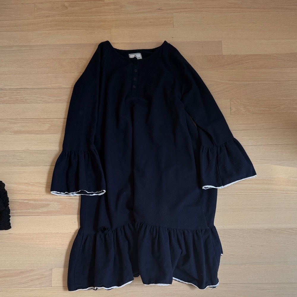 Petit Plume Girls Navy Ruffle Hem Dress - Night Gown